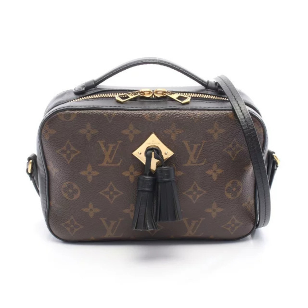 Louis Vuitton Saintonge Shoulder Bag Canvas Leather Monogram Brown Black